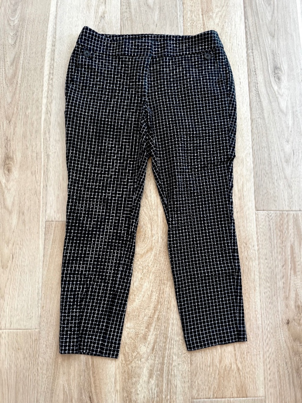 LOFT Julie Black White Windowpane Plaid Cropped Ankle Pants Size 6
